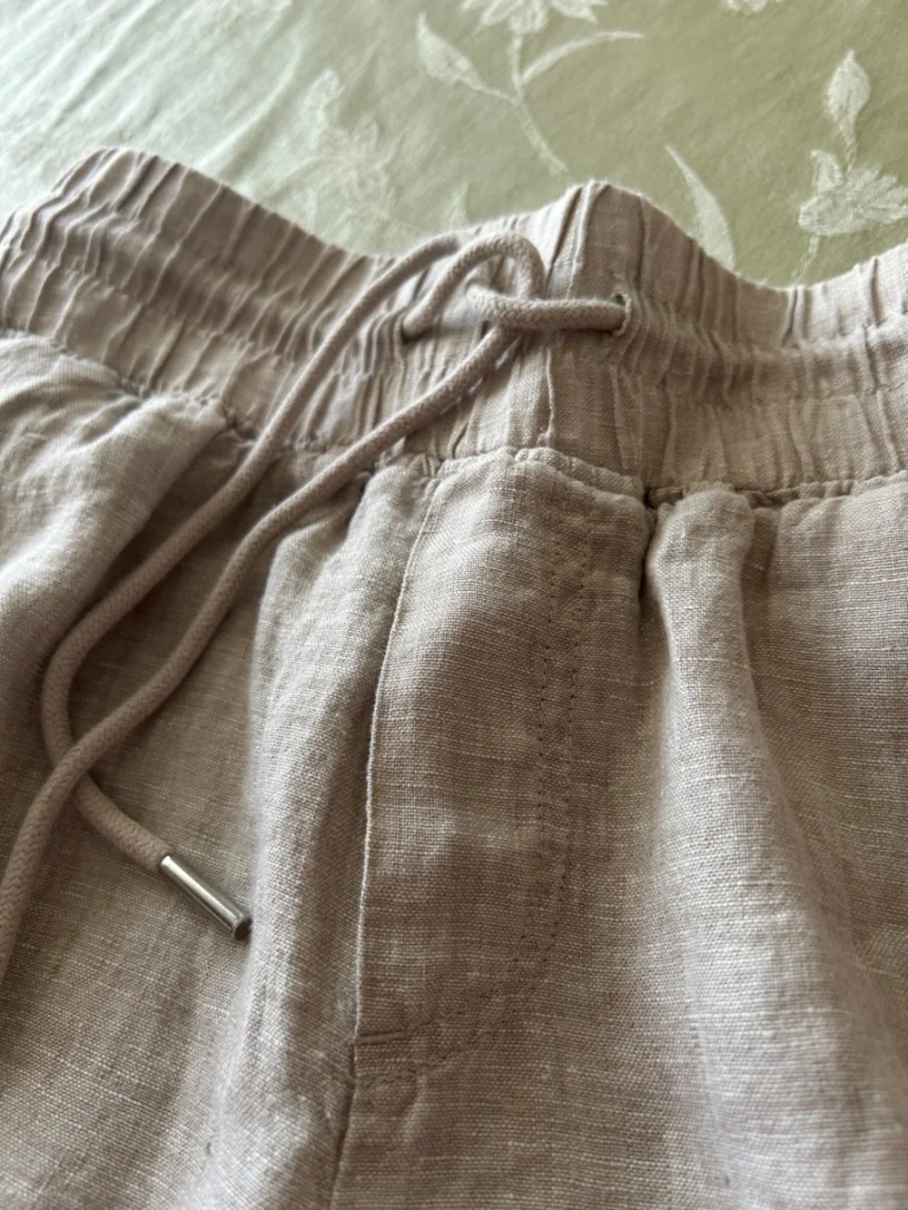 Quince Linen Drawstring Pants in Light Beige - Picture 3 of 5